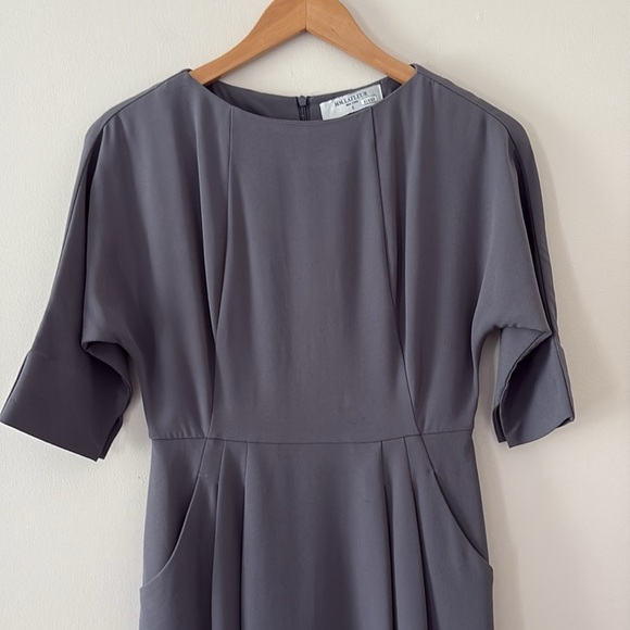 MM LaFleur Grey Mei 3/4 Sleeve Pocket Shift Dress in Monsoon Size 2 - Picture 4 of 15